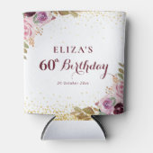 紫色の花60th誕生日パーティー 缶クーラー (正面)