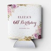 紫色の花60th誕生日パーティー 缶クーラー (裏面)