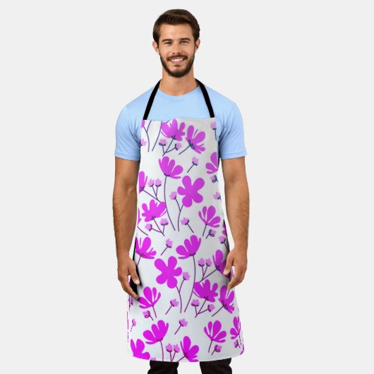 紫色の花 エプロン (着用した状態)