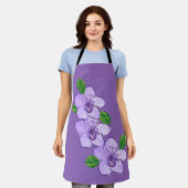 紫色の花 エプロン (着用した状態)
