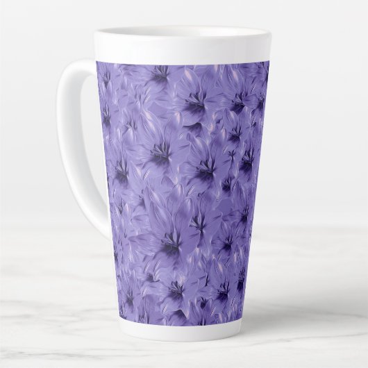 紫色の花 カフェラテマグ (左アングル)