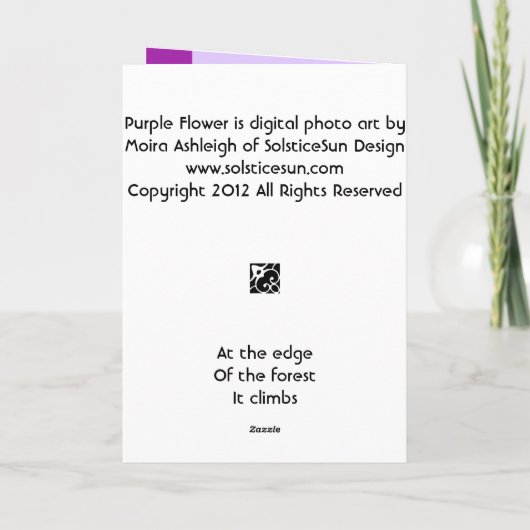 紫色の花 カード (裏面)