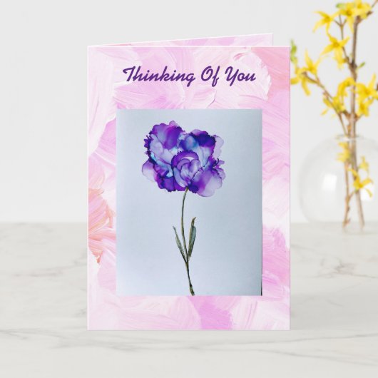 紫色の花 カード (黄色い花)