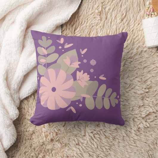 紫色の花 クッション (ブランケット)