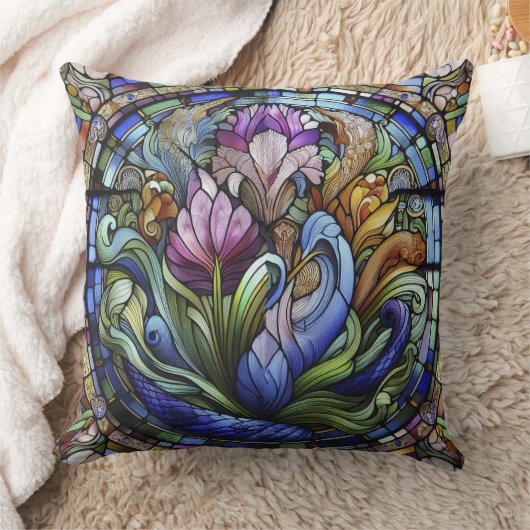 紫色の花 クッション (ブランケット)