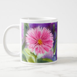 紫色の花 ジャンボコーヒーマグカップ
