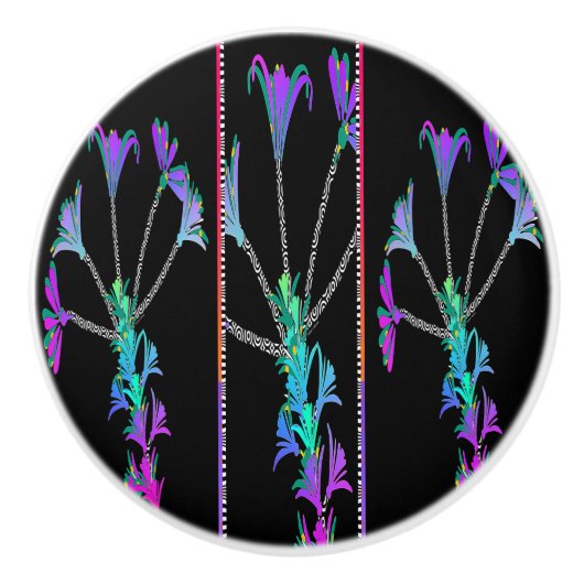 紫色の花 セラミックノブ (正面)