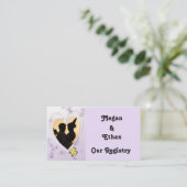 紫色の花、ハート、金ゴールドリングや輪レジストリカード エンクロージャーカード (スタンド正面)