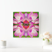 紫色の花 – フラクタルアート –  スクエア壁時計 (ホーム)