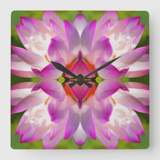 紫色の花 – フラクタルアート –  スクエア壁時計 (正面)