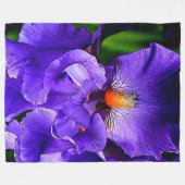 紫色の花 フリースブランケット (正面(横))