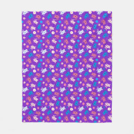 紫色の花 フリースブランケット