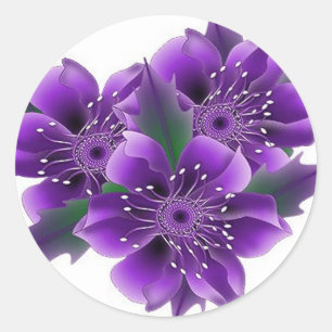 紫色の花 ラウンドシール