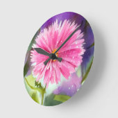 紫色の花 ラウンド壁時計 (傾斜)