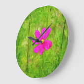 紫色の花 ラージ壁時計 (傾斜)
