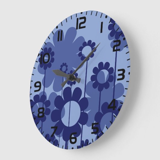 紫色の花 ラージ壁時計 (傾斜)