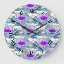 紫色の花 ラージ壁時計