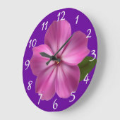 紫色の花 ラージ壁時計 (傾斜)