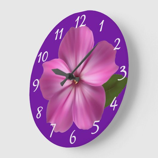 紫色の花 ラージ壁時計 (傾斜)