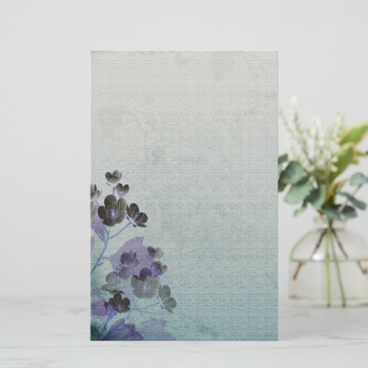 紫色の花 便箋 (スタンド正面)