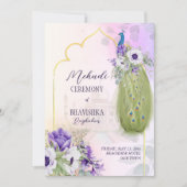 紫色の花、孔雀の招待 招待状 (正面)