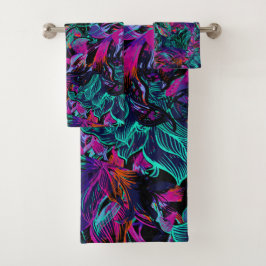 紫色の花 – 抽象芸術アートフラワーバスタオル バスタオルセット