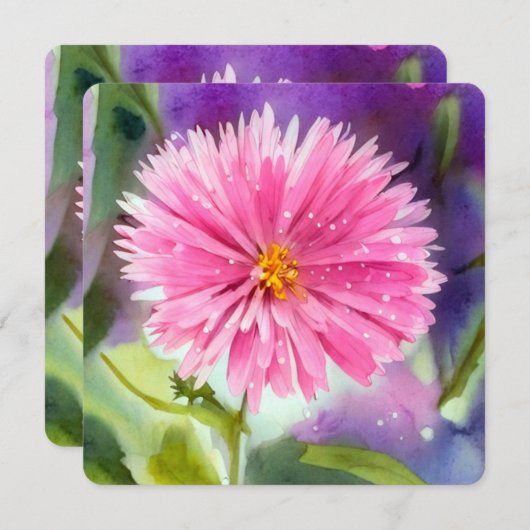 紫色の花 招待状 (正面/裏面)