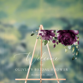 紫色の花、梅の花、ぼほ、ブライダルへようこそ アクリルサイン