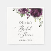 紫色の花、梅の花、ぼほ、ブライダルシャワー スタンダードカクテルナプキン (正面)