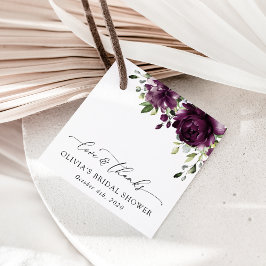 紫色の花、梅の花、ぼほ、ブライダルシャワー フェイバータグ