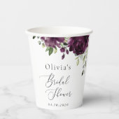 紫色の花、梅の花、ぼほ、ブライダルシャワー 紙コップ (正面)