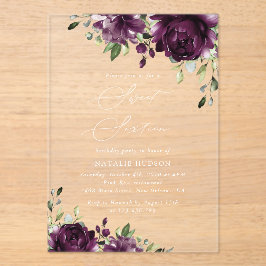 紫色の花、梅の花、ぼほ、甘い16 アクリル招待状