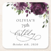 紫色の花、梅の花、ぼほ、誕生日 スクエアペーパーコースター (正面)