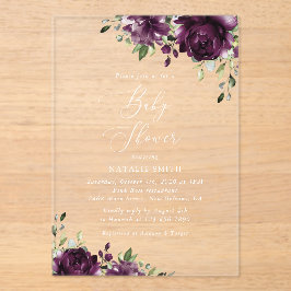紫色の花,梅の花,ぼほ,赤ちゃんシャワー アクリル招待状