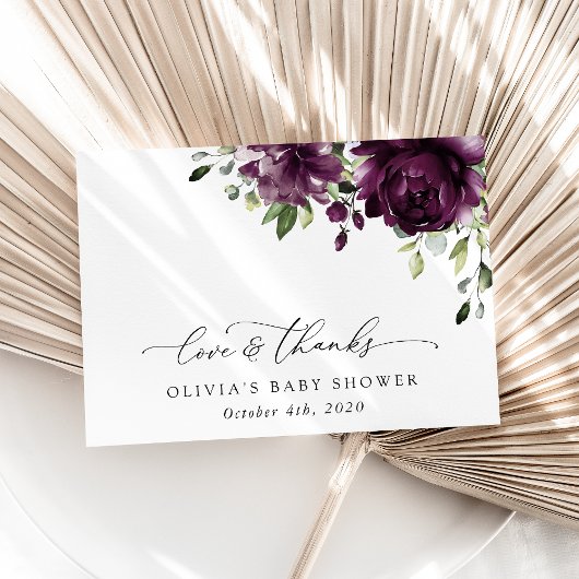 紫色の花,梅の花,ぼほ,赤ちゃんシャワー サンキューカード