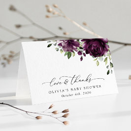紫色の花,梅の花,ぼほ,赤ちゃんシャワー サンキューカード