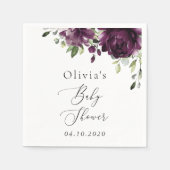 紫色の花，梅の花，ぼほ，赤ちゃんシャワー スタンダードカクテルナプキン (正面)