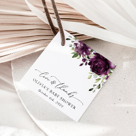 紫色の花,梅の花,ぼほ,赤ちゃんシャワー フェイバータグ