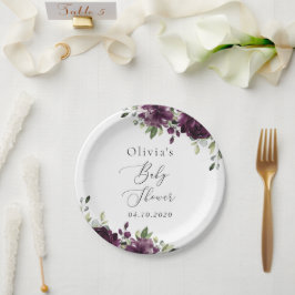 紫色の花,梅の花,ぼほ,赤ちゃんシャワー ペーパープレート