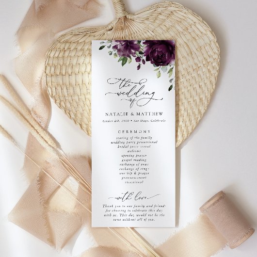 紫色の花、梅の花、結婚式 プログラム