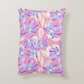 紫色の花：水彩フローラ優雅さ。 アクセントクッション (裏面(縦))