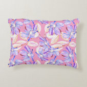 紫色の花：水彩フローラ優雅さ。 アクセントクッション (裏面)
