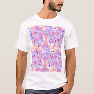 紫色の花:水彩フローラ優雅さ。 Tシャツ