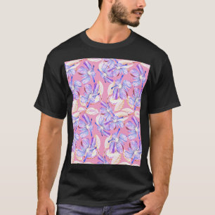 紫色の花:水彩フローラ優雅さ。 Tシャツ