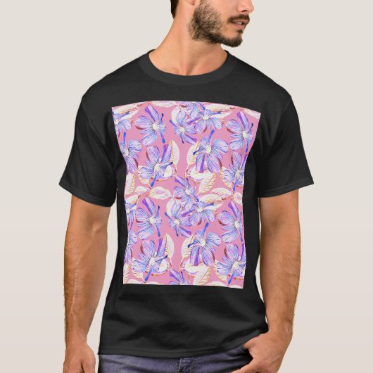 紫色の花:水彩フローラ優雅さ。 Tシャツ (正面)