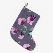 紫色の花:水色のシームレスなパターン。 スモールクリスマスストッキング (正面 (吊り時))