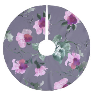 紫色の花：水色のシームレスなパターン。 ブラッシュドポリエステルツリースカート