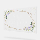 紫色の花、白い花、のタイムラ結婚イン アクリルサイン (傾斜)