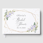 紫色の花，白の花，ボホ，ブライダルシャワー ゲストブック (正面)