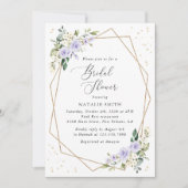 紫色の花，白の花，ボホ，ブライダルシャワー 招待状 (正面)